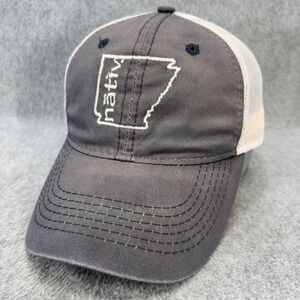 Arkansas State Outline Mens Gray Nativ Trucker Hat Adjustable Snapback OSFM